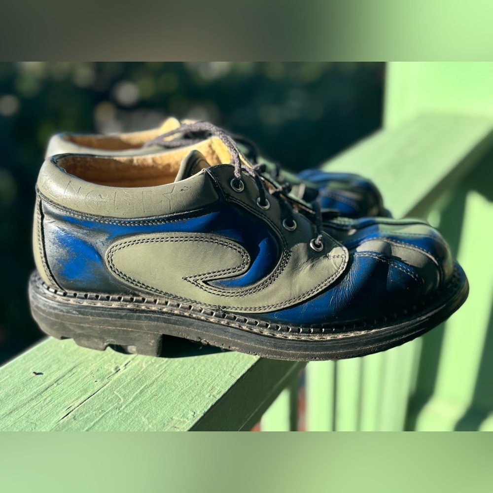John Fluevog Navy & Grey Angels Gibson Swirl Lace up Oxford